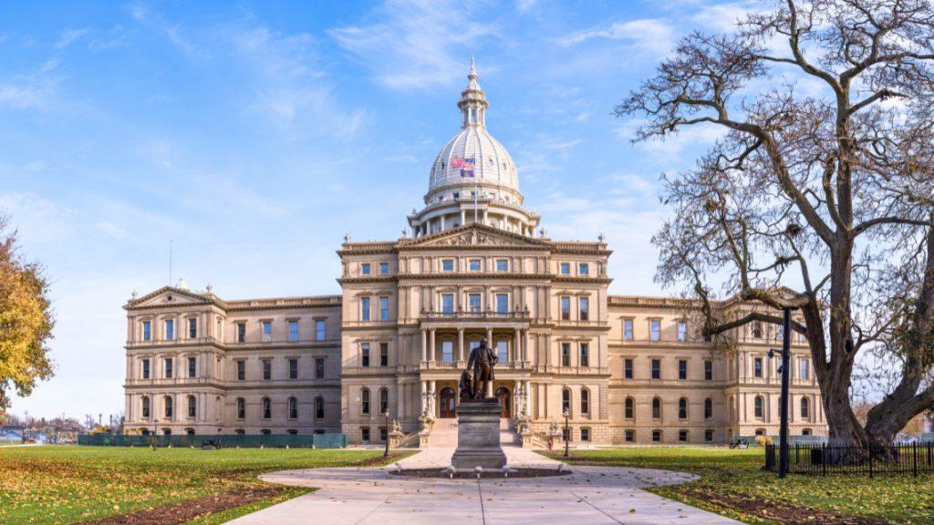 placeholder image Michigan's capitol building for an article about unemployment